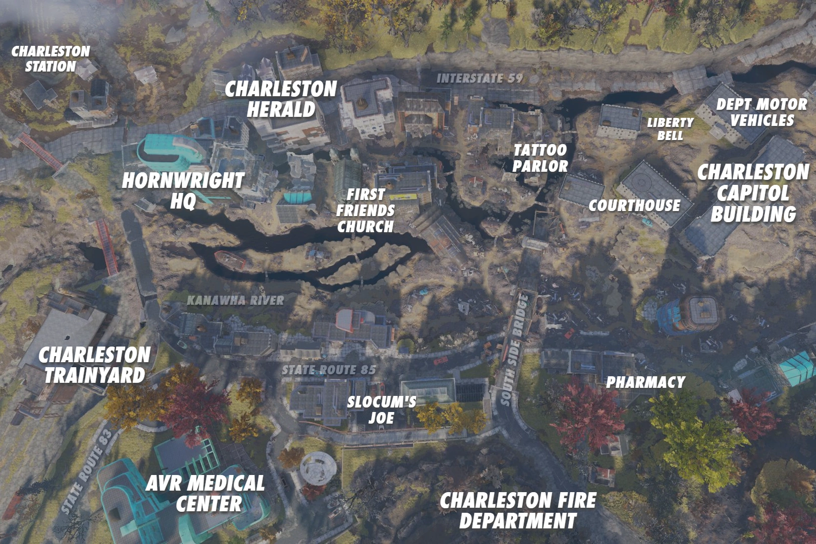 チャールストン俯瞰マップ