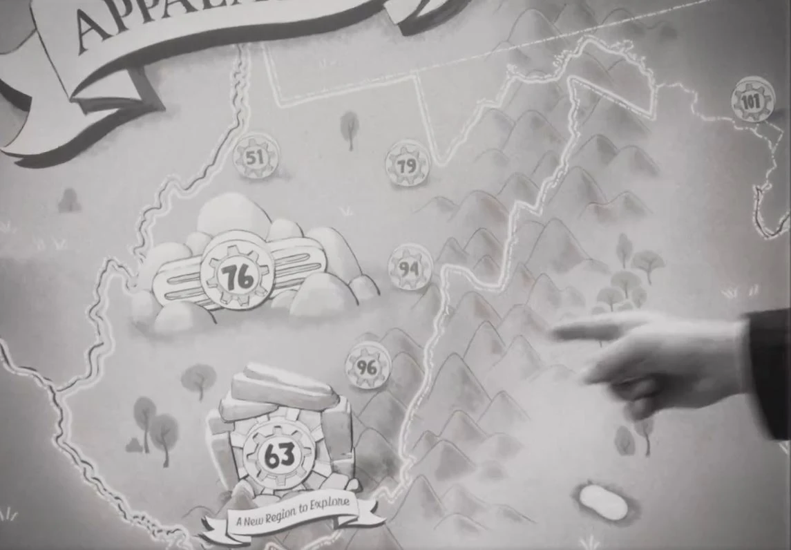 アパラチア全Vault + Vault 101 のマップ