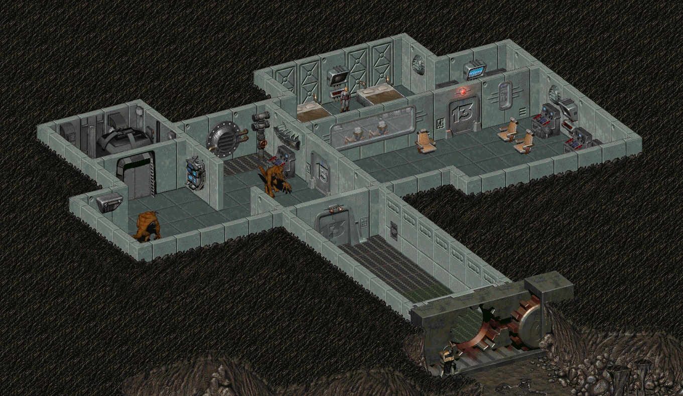 Vault 13：Fallout 2では知性を持ったデスクローが生息している